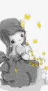 GIRL WITH YELLOW BUTTERFLIES
