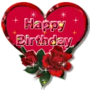 Happy birthday heart rose glitter