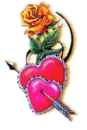 rose and 2 hearts