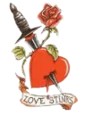 heart,knife,and rose