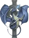 blue dragon on a cross