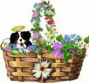 dog with flowers