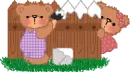 bears painting a fence