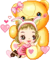 cute lil girl and bear