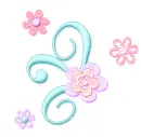4 glitted flowers