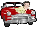 Winking Betty Boop on Red Convertible
