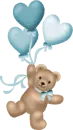 bear with 3 heart balloons