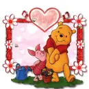 pooh bear with hearts and flowers