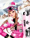 moutain girl with a snowboard