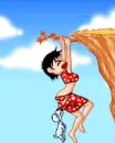 she's falling lol