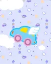 cute little car flying in the sky