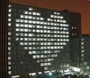 heart lighted building