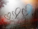 hearts drawn on the window
