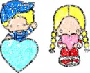 blonde couple with hearts