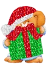 santa teddy with a present