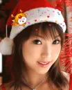 cute asian girl with a santa hat