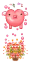 flying pig heart & flowers