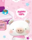 cute fluffy pig 100% happy
