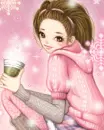 cute girl sipping coffee