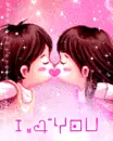 i love you : cute lovers kissing