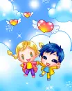 cute lovers in the sky