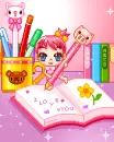 cute little girl writing a love note