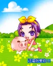 cute girl with her little pig