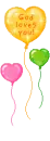 god loves you : heart balloons