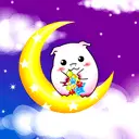 cute pig on the moon 