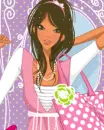 cute fashion girl with a dot bag