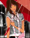 cute fashion girl on a rainy day