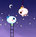 cute lovers kissing in the sky at night
