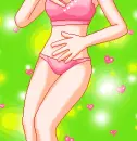 cute green haired girl with pink underwear