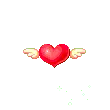 Red Saprkley Flying Heart