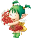 Baby Troll Girl with Red Flowers