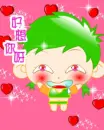 green haired cutie in love