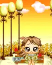 little girl crying on a bench in autumn