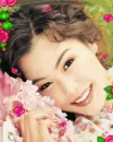 cute asian girl with flowers