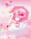 cute pink teddy on a swan