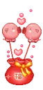 pig kiss above a purse