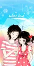 cute lovers under the umbrella