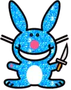 happy bunny with a knife