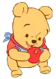 Baby Pooh with an apple