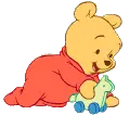 Baby Pooh with a toy