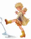 naruto playing with a puddle