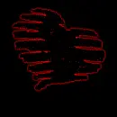 black with red glow heart