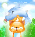 a cat caught a fish