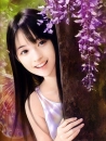 cute fairy hidden behind a tree