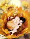 cute butterfly fairy sleeping in a flower