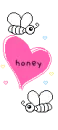 flying bees around a honey heart